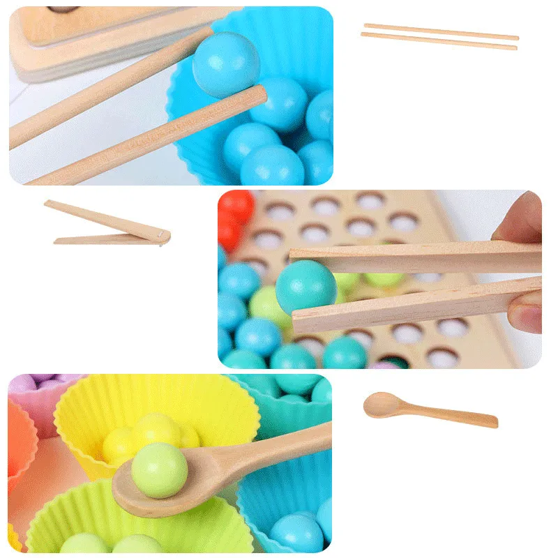 Children's toys Montessori wooden toys hands training brain Clip beads puzzle math game baby early educational toys for children