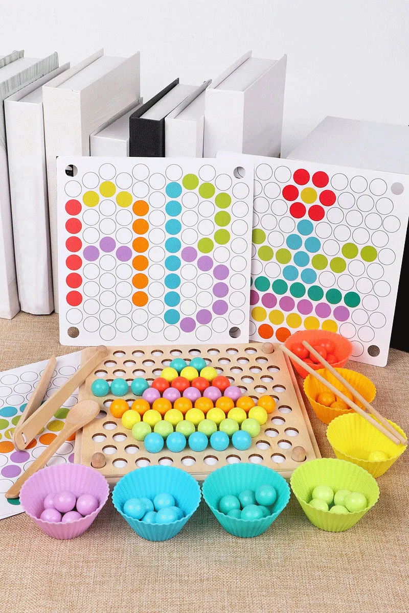 Children's toys Montessori wooden toys hands training brain Clip beads puzzle math game baby early educational toys for children