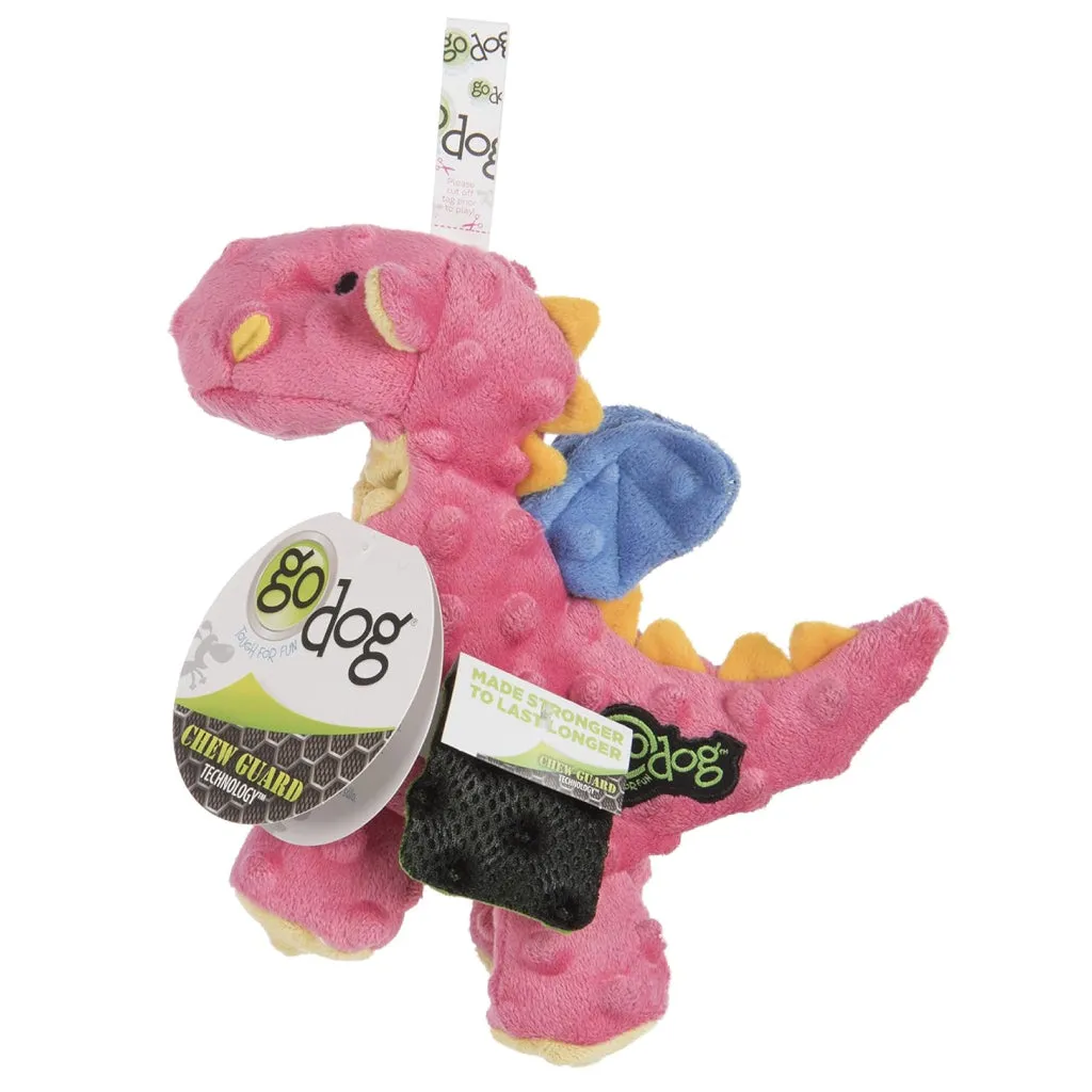 goDog Dragons with Chew Guard Technology Tough Plush Toy For Dogs, Coral