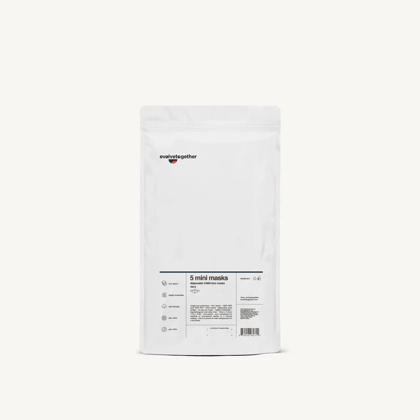 Kids KN95 Face Mask 5 Pack (Navy)
