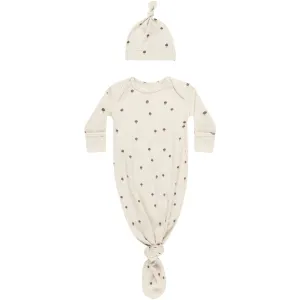 Quincy Mae Knotted Baby Gown   Hat Set | Mushrooms