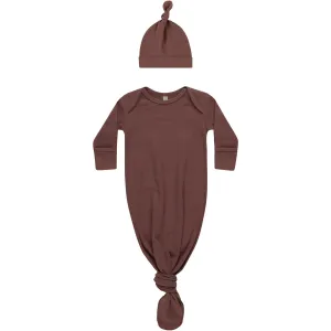 Quincy Mae Knotted Baby Gown   Hat Set | Plum