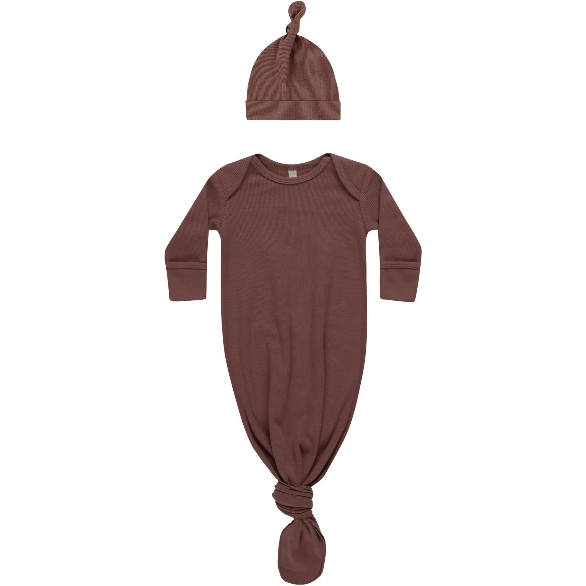 Quincy Mae Knotted Baby Gown   Hat Set | Plum